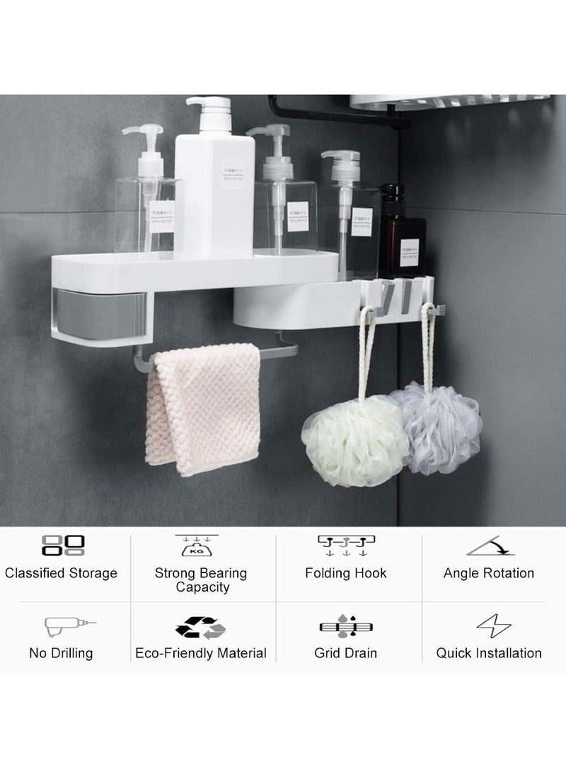 Corner Shower Shelf, No Drilling Self Adhesive Bathroom Organizer 180° Rotatable Rack, Kitchen Holder for Shampoo, Body Soap, Towels, Bath Balls, Condiments - Image 4
