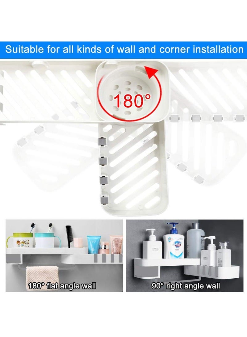 Corner Shower Shelf, No Drilling Self Adhesive Bathroom Organizer 180° Rotatable Rack, Kitchen Holder for Shampoo, Body Soap, Towels, Bath Balls, Condiments - Image 3