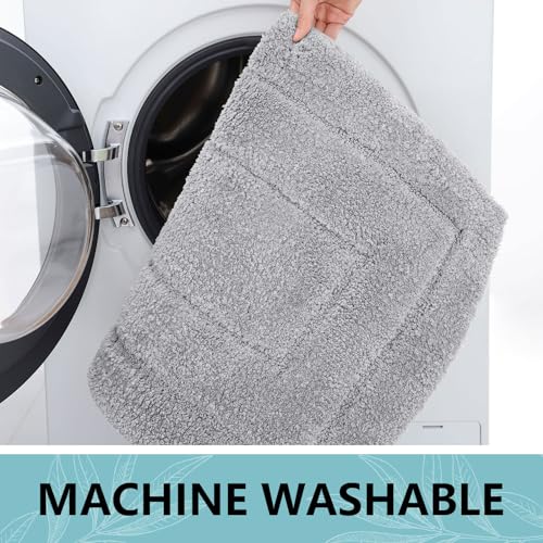 Buganda Bathroom Rugs, 24" x 16", Soft and Absorbent Microfiber Bath Rugs, Non-Slip Shaggy Shower Carpet, Machine Wash Dry Bath Mats for Bathroom Floor, Tub and Shower, Grey - Image 5