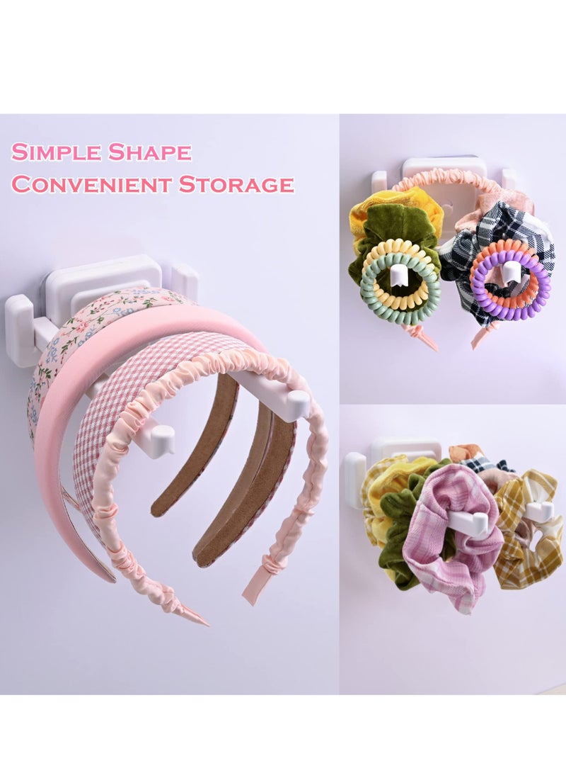 Excefore Scrunchie Holder Organizer, 3Pcs Hair Ties Organizer, Headbands Organizer Hair Bands Organizer, Light Duty Multifunctional, Wall Hook Hanger Adhesive, Plastic White Wall Rack Hooks for Hanging - Image 2
