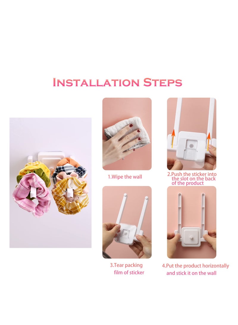 Excefore Scrunchie Holder Organizer, 3Pcs Hair Ties Organizer, Headbands Organizer Hair Bands Organizer, Light Duty Multifunctional, Wall Hook Hanger Adhesive, Plastic White Wall Rack Hooks for Hanging - Image 4