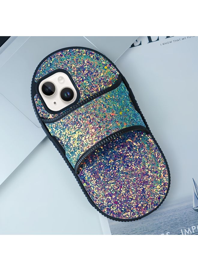 HuHa Case Cover For iPhone 14 Creative Glitter Slipper Design TPU Shockproof Phone Case Green