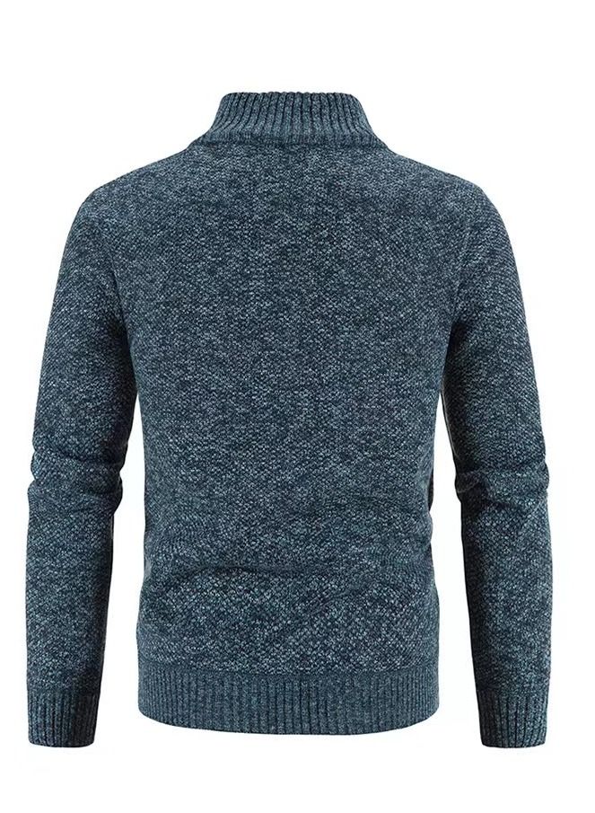 Loquat Men's Autumn/Winter Cardigan With Zipper And Fleece Standing Collar Jacket  - Image 2
