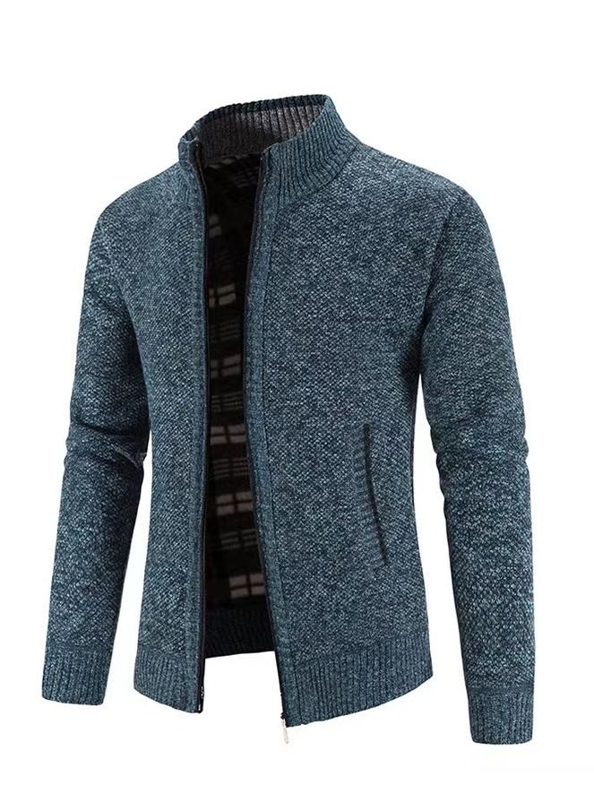 Loquat Men's Autumn/Winter Cardigan With Zipper And Fleece Standing Collar Jacket  - Image 1