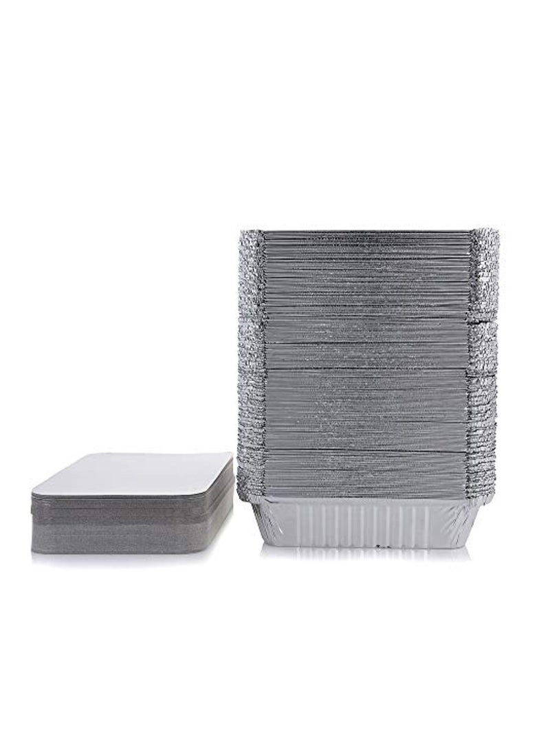 Falconpack Disposable Aluminium Food Storage Container Rectangle With Lid 147X122X50mm 55PC