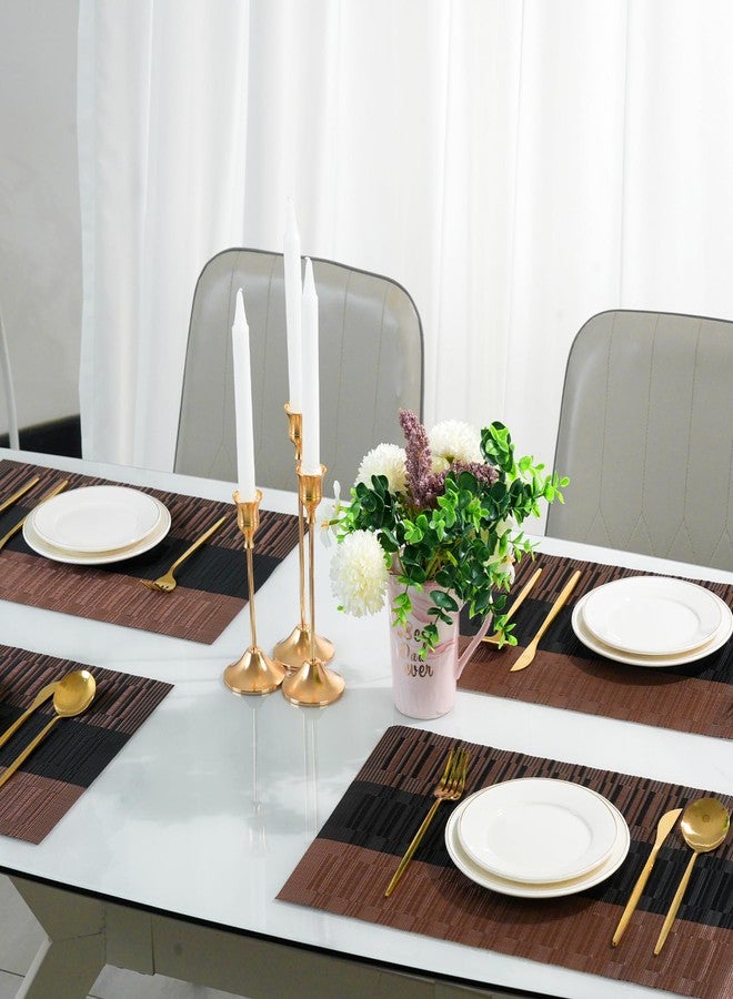flohar Placemats Set of 8，Non-Slip PVC Weave Table Mats Easy to Clean，Heat Resistant Place Mats for Kitchen Dining Table Decoration Indoor Outdoor，Black Brown - Image 5
