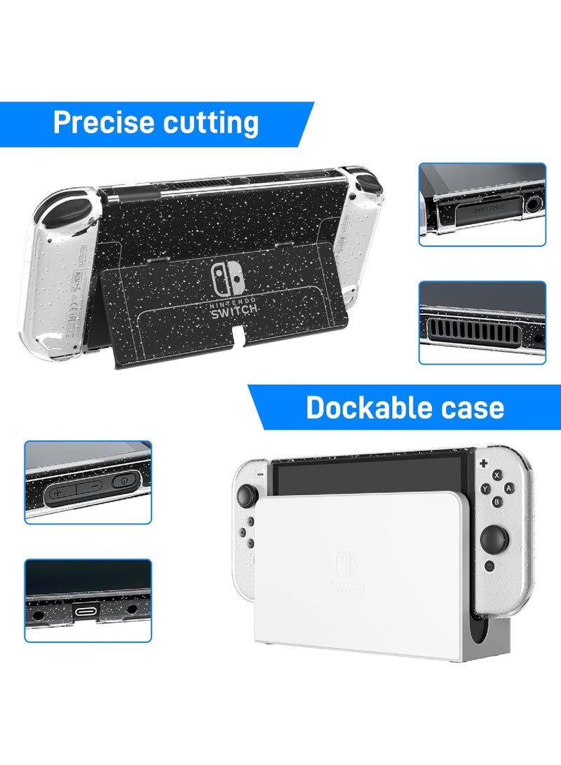 Captaintech 3 in 1 Protective Black Clear Case Cover for Nintendo Switch OLED Dockable Skin for Switch OLED and Joy Con Controller Comfort Grip Shell with Shock-Absorption and Anti-Scratch Design  - Image 3