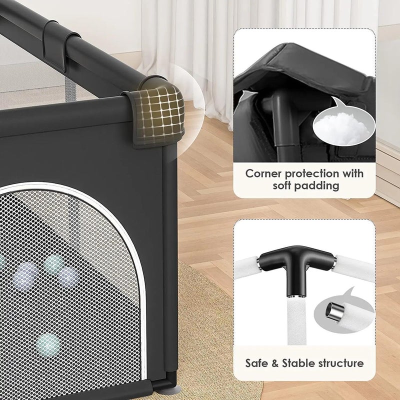 HOTSUAE Baby Playpen - Kids Protective Indoor Game Fence, Black (120 x 120 cm) - Image 3