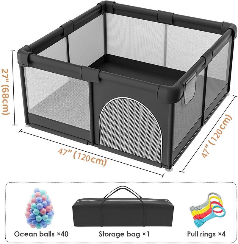 HOTSUAE Baby Playpen - Kids Protective Indoor Game Fence, Black (120 x 120 cm) - Image 5