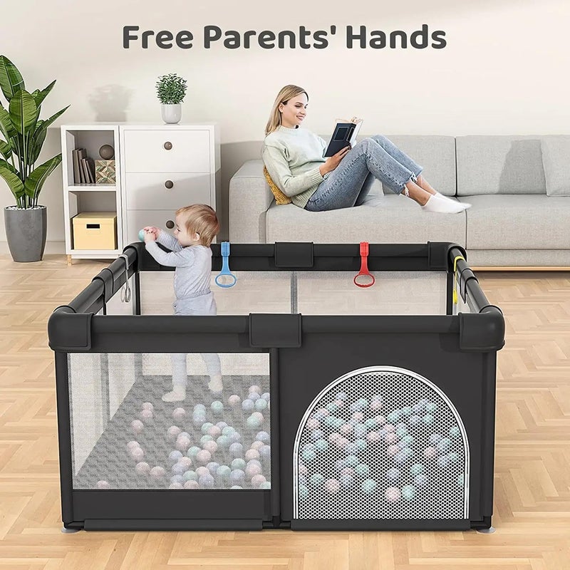 HOTSUAE Baby Playpen - Kids Protective Indoor Game Fence, Black (120 x 120 cm) - Image 2