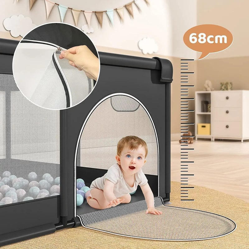 HOTSUAE Baby Playpen - Kids Protective Indoor Game Fence, Black (120 x 120 cm) - Image 4