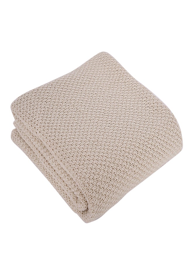 Loquat Comfy Casual Knitted Bed Blanket Cotton Beige 80x105cm