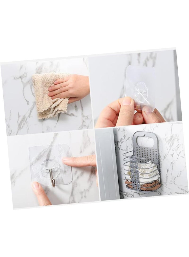 general Foldable Household Laundry Basket Wall-Mounted Plastic Clothes Hamper with Handle Sturdy Gray Storage for Bathroom Bedroom and Toilets - Image 5