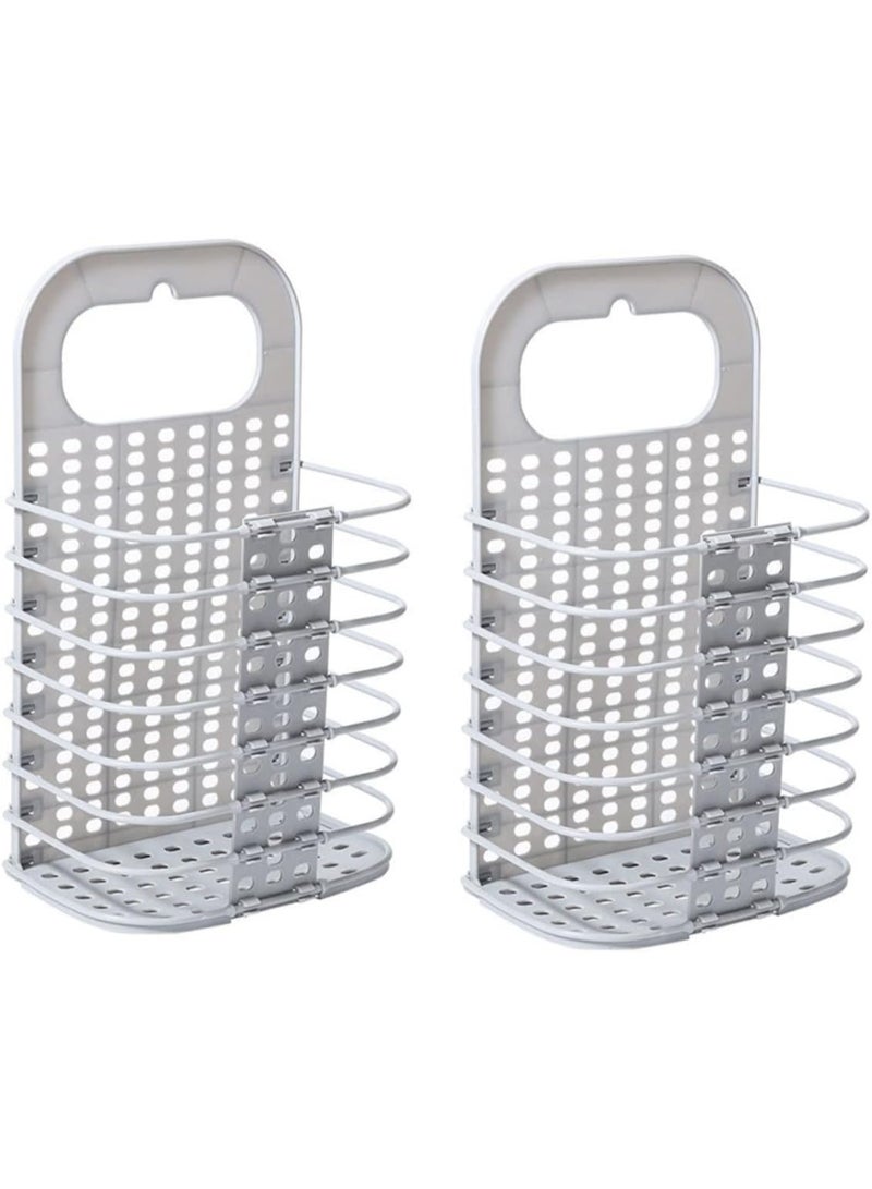 general Foldable Household Laundry Basket Wall-Mounted Plastic Clothes Hamper with Handle Sturdy Gray Storage for Bathroom Bedroom and Toilets - Image 1