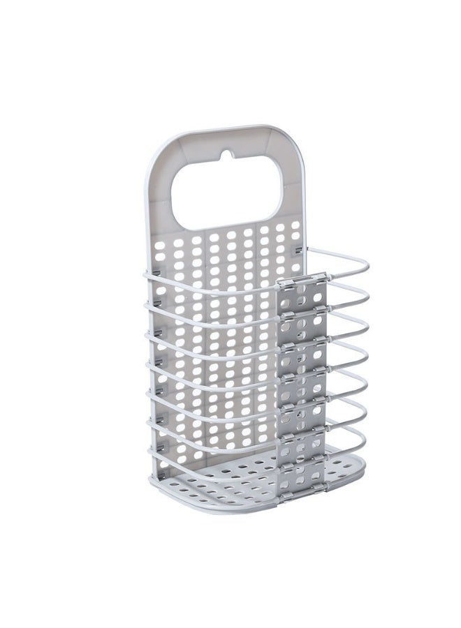 general Foldable Household Laundry Basket Wall-Mounted Plastic Clothes Hamper with Handle Sturdy Gray Storage for Bathroom Bedroom and Toilets - Image 1