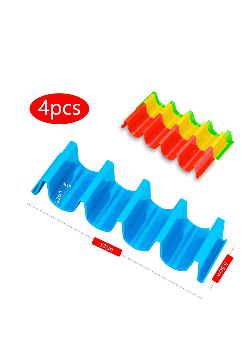 Generic - Taco Holder Stands Colorful, 4 Pcs Taco Rack Holders, Taco Truck Tray Holds Large Wave Shaped,  Taco Tray Holds Stainless Steel Mexican Food Rack Holds Up to 4 Tacos, Dishwasher and Microwave Safe - Image 1