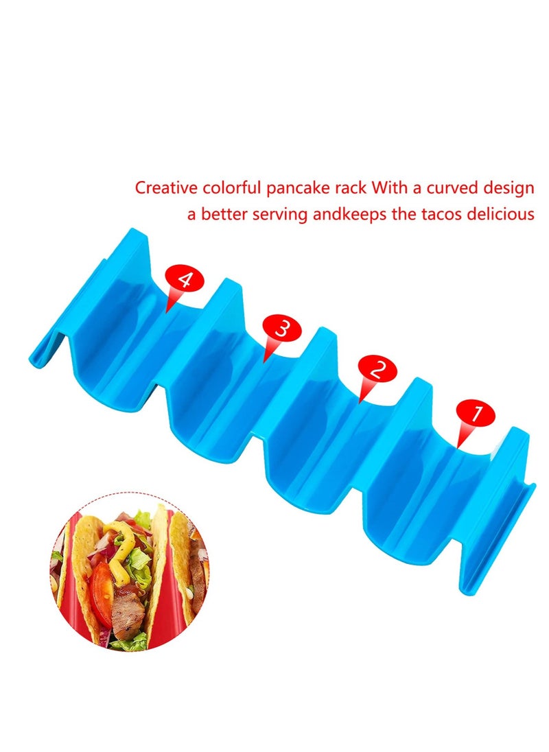 Generic - Taco Holder Stands Colorful, 4 Pcs Taco Rack Holders, Taco Truck Tray Holds Large Wave Shaped,  Taco Tray Holds Stainless Steel Mexican Food Rack Holds Up to 4 Tacos, Dishwasher and Microwave Safe - Image 1