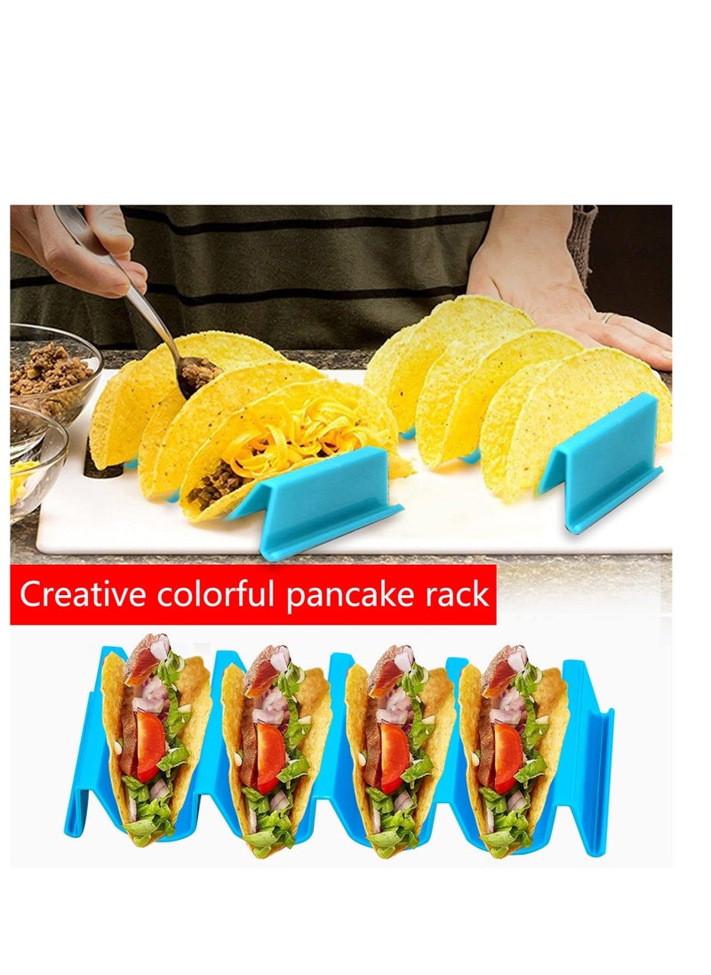 Generic - Taco Holder Stands Colorful, 4 Pcs Taco Rack Holders, Taco Truck Tray Holds Large Wave Shaped,  Taco Tray Holds Stainless Steel Mexican Food Rack Holds Up to 4 Tacos, Dishwasher and Microwave Safe - Image 1