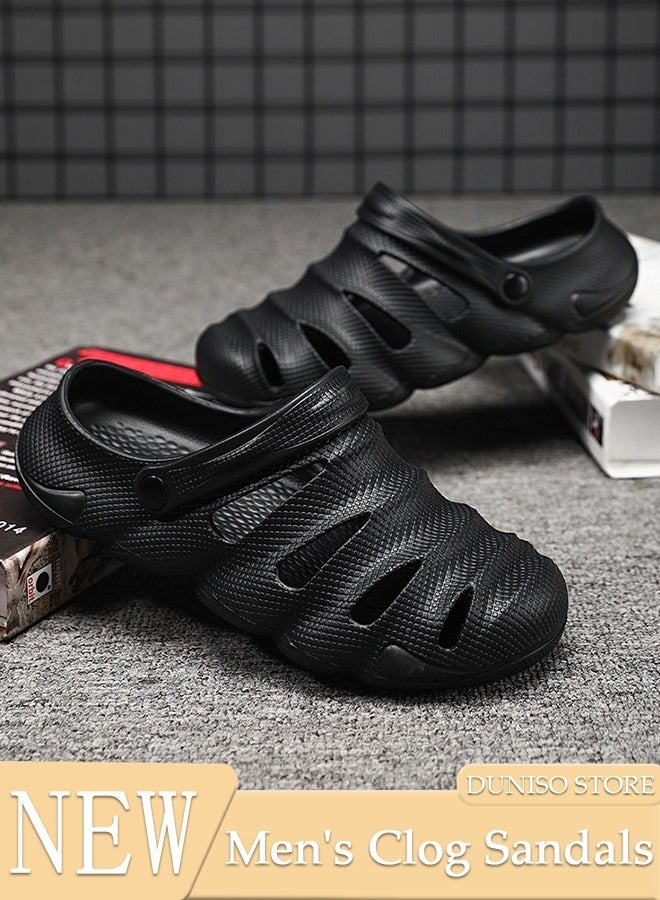 DUNISO Men's Clog Sandals Quick Drying Slide Sandal with Non-slip Soles Thick Sole Beach Slipper Breathable Slip-on Sandal Men's House Flat Slipper for Indoor & Outdoor - Image 1