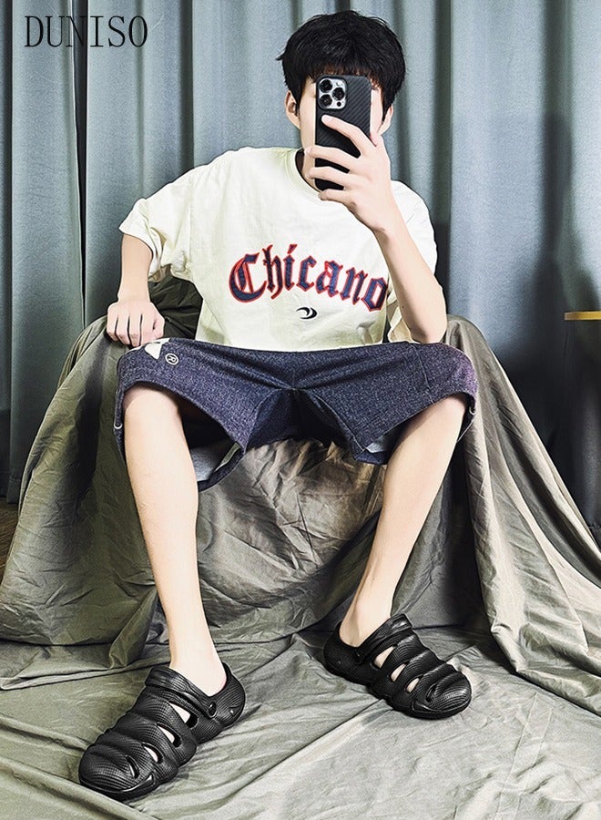 DUNISO Men's Clog Sandals Quick Drying Slide Sandal with Non-slip Soles Thick Sole Beach Slipper Breathable Slip-on Sandal Men's House Flat Slipper for Indoor & Outdoor - Image 4