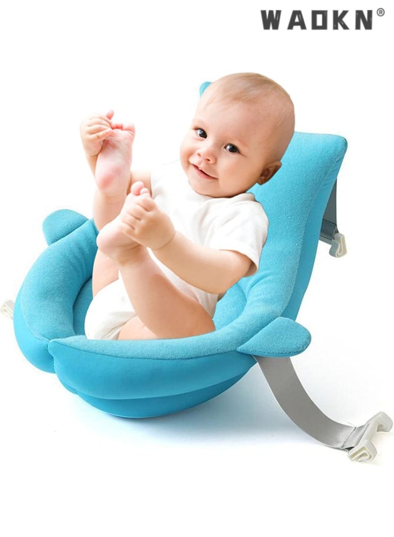 WAOKN Multi-functional Baby Bath Mat, Adjustable Infant Bathtub Support Pillow Mat, Designed Specifically for Baby with a Bath Pillow, Making Bathing Easier(Blue)  - Image 1