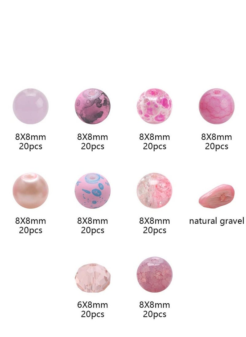 200 Pcs 10 Styles 8mm Crackle Glass Beads, Crystal Bead Handcrafted Bracelet Beads for Summer Beading Friendship Bracelet Mother Jewelry Making DIY Craft Project Supplies - Image 2