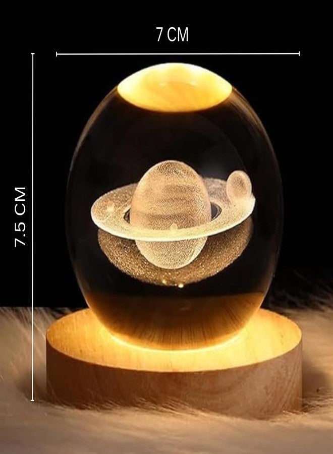 Rangoli Saturn Engraved Crystal Ball with LED Light Base – 3D Laser Engraved Decorative Night Lamp for Home Decor, Office Desk, Gift. - Image 2