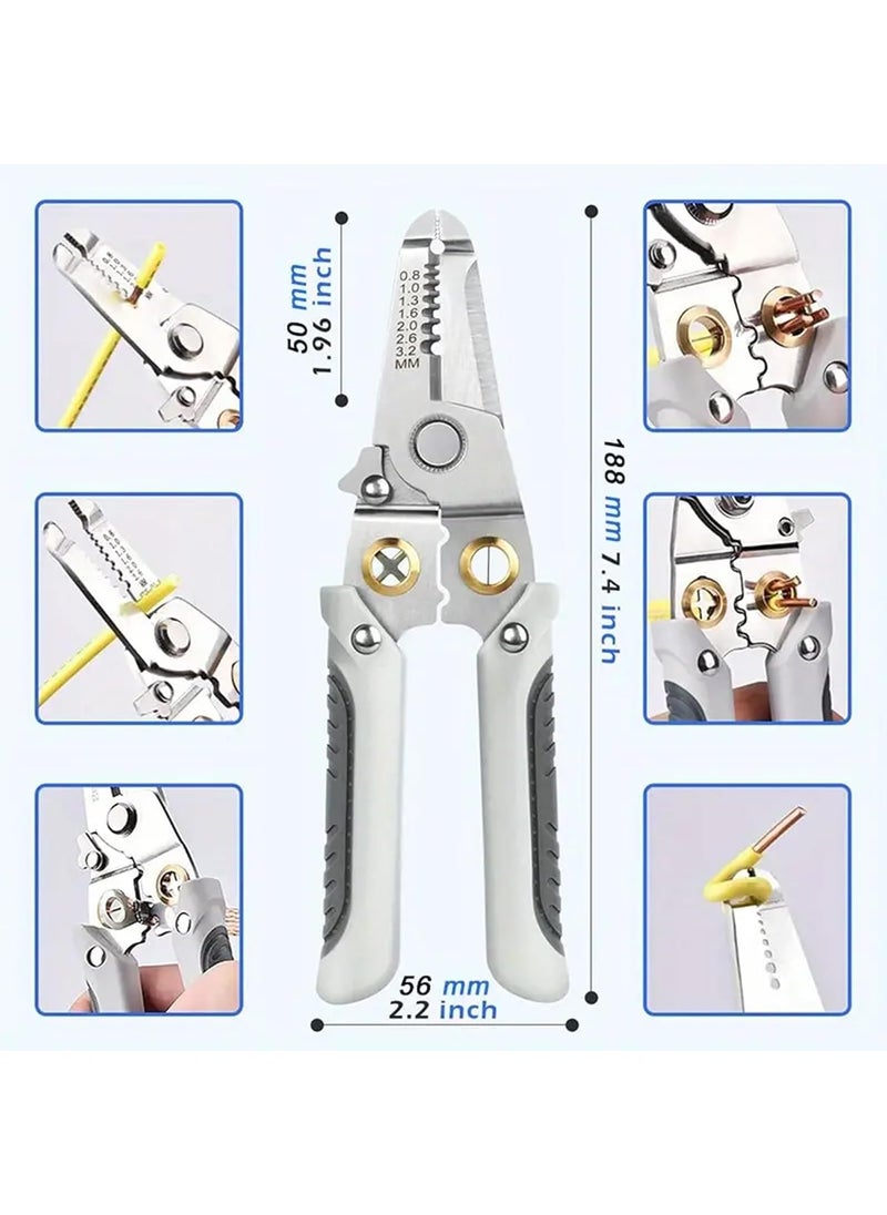 Feinerman Feinerman 6in1 Wire Stripper Cutter and Crimping Tool Multifunctional Pliers for Wire Stripping Winding Cutting Stainless Steel Electricians Hand Tool  - Image 4
