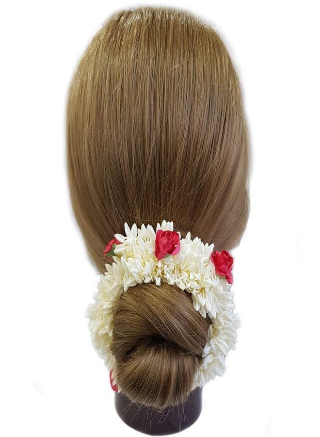 CHRONEX 2 Pcs Rose and Mogra Rubber band Gajra Best Hair Accessories Hair Gajra White - Image 3
