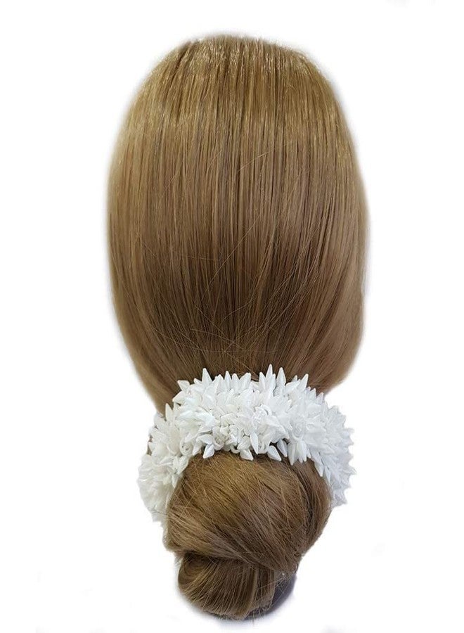 CHRONEX 2 Pcs Rose and Mogra Rubber band Gajra Best Hair Accessories Hair Gajra White - Image 4