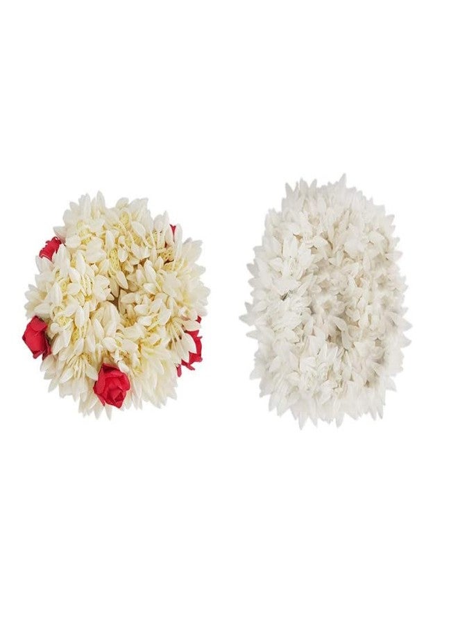 CHRONEX 2 Pcs Rose and Mogra Rubber band Gajra Best Hair Accessories Hair Gajra White - Image 2