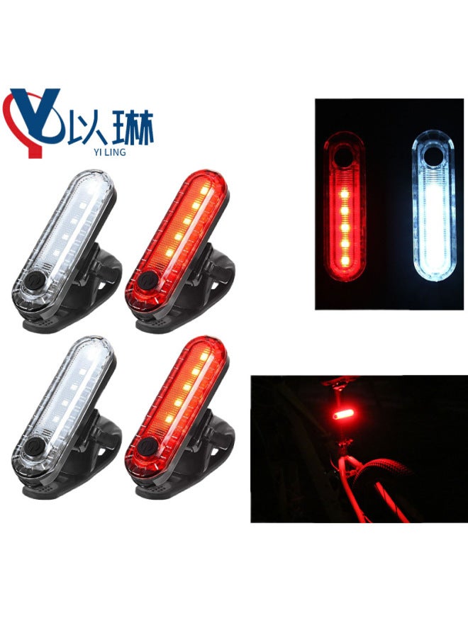 Loquat Led Night Riding Bicycle Bright Tail Light USB Rechargeable Mountain Bike Riding Warning Light Outdoor Car Tail Light Wholesale-color:Color Box Packaging White - Image 1