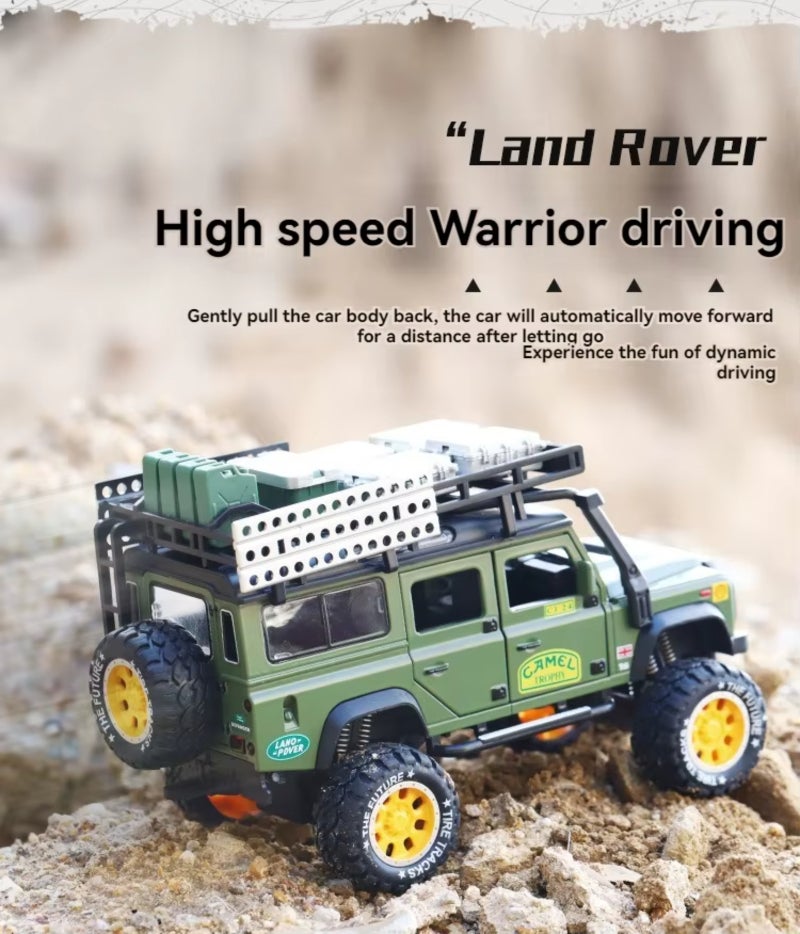 NEWAO Land Rover Camel Trophy RC Car Zinc Alloy Model With Realistic Sound Lighting Effects - Durable Electroplating Spray Paint Collectible Toy For Kids Gift Display Model - Image 3