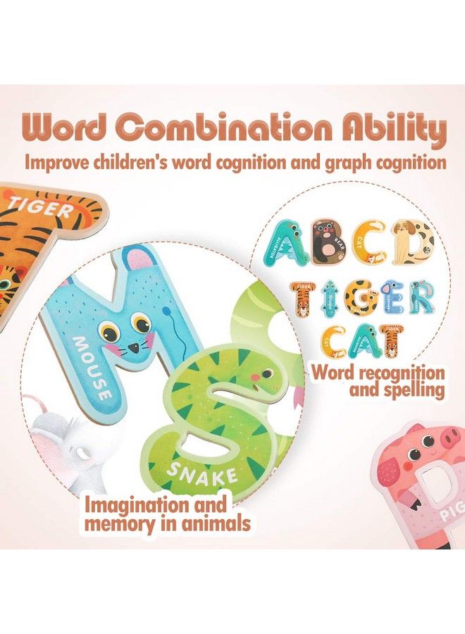 USATDD Jumbo Magnetic Letters Colorful Abc Alphabet Animal Shape Toys Large Uppercase Refrigerator Fridge Magnets Preschool Educational Toy Set Learning Spelling Game For 3 4 5 Year Old Toddler Kids - Image 3