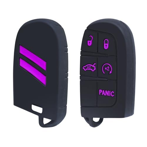 YOSRTER 1 Pack Silicone Key Fob Cover Protector for Challenger Charger Durango Journey Dart 5 Buttons Keyless Key Shell Fit for Dodge AccessoriesPurple Trim - Image 1