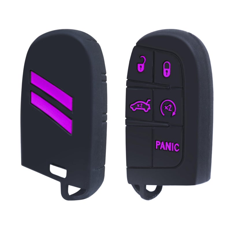 YOSRTER 1 Pack Silicone Key Fob Cover Protector for Challenger Charger Durango Journey Dart 5 Buttons Keyless Key Shell Fit for Dodge AccessoriesPurple Trim - Image 3