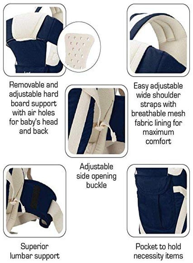 MELVIS Baby Carrier Bag with 4 Carry Positions, Adjustable Hands-Free 4 in 1 Baby Front & Back Carrier for 4 to 24 Months Baby, Baby Max Weight Up to 15 Kgs (Navy Blue), Toddler - Image 4