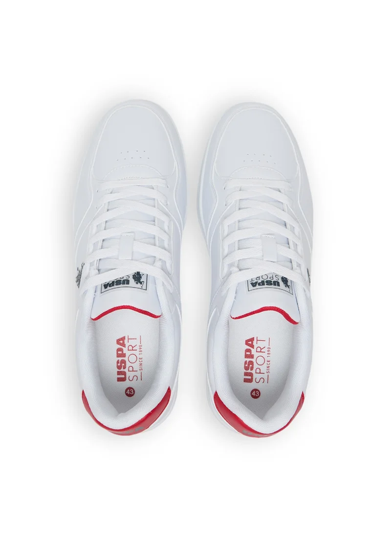 U.S. Polo Assn. White/Red Men's White and Red Low-Top Sneakers - Lightweight Shoes Classic Lace-Up Design Shoes, Comfortable for Everyday Outfits for Men | Best Price UAE