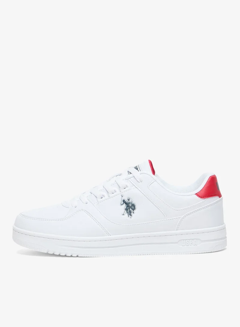 U.S. Polo Assn. White/Red Men's White and Red Low-Top Sneakers - Lightweight Shoes Classic Lace-Up Design Shoes, Comfortable for Everyday Outfits for Men | Best Price UAE