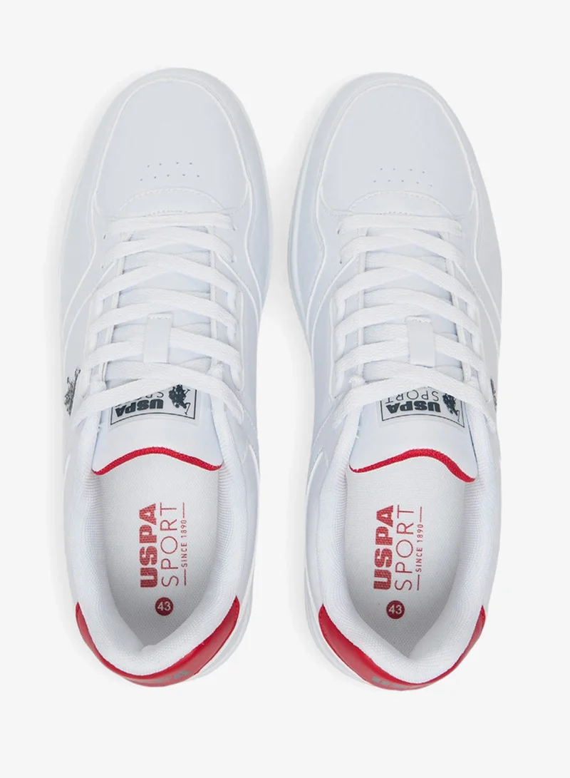 U.S. Polo Assn. White/Red Men's White and Red Low-Top Sneakers - Lightweight Shoes Classic Lace-Up Design Shoes, Comfortable for Everyday Outfits for Men | Best Price UAE