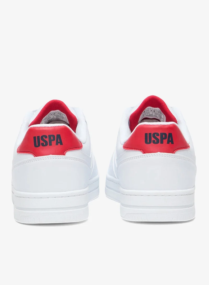 U.S. Polo Assn. White/Red Men's White and Red Low-Top Sneakers - Lightweight Shoes Classic Lace-Up Design Shoes, Comfortable for Everyday Outfits for Men | Best Price UAE