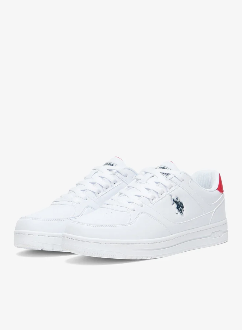 U.S. Polo Assn. White/Red Men's White and Red Low-Top Sneakers - Lightweight Shoes Classic Lace-Up Design Shoes, Comfortable for Everyday Outfits for Men | Best Price UAE