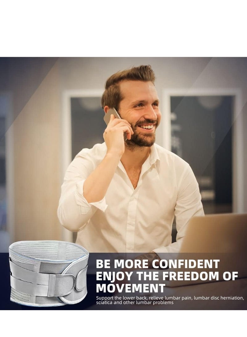 SYOSI Back Braces for Lower Back Pain Relief with 2 Different Hardness Sets Removable Stays, Breathable Back Support Belt for Men&Women, Herniated Disc, Sciatica, Scoliosis (Gray, Medium) - Image 2