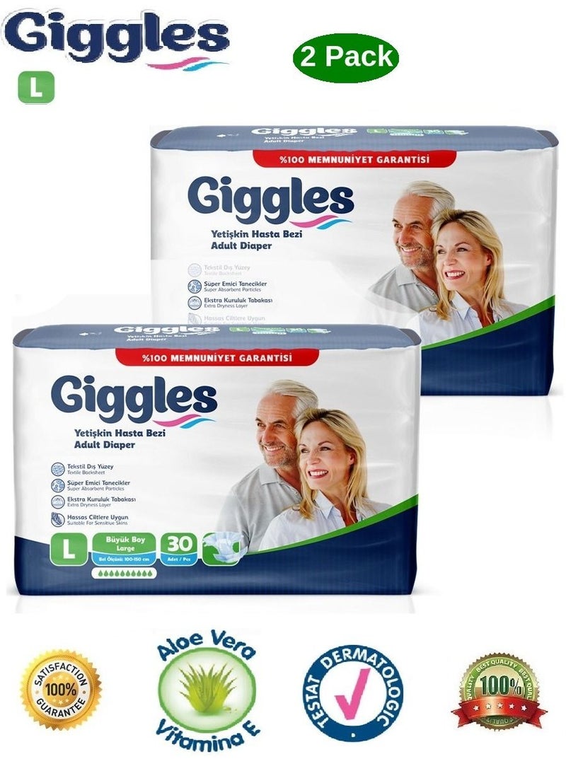 جيجلز عبوتين حفاضات مناسبة ومثالية للبالغين وكبار السن جيجلز مقاس لارج ( 30 قطعة ) - Image 1