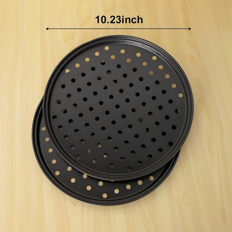 2Pc 10-Inch Perforated Pizza Pan Carbon Steel Non-Stick Coating Easy to Clean Pizza Pan - Image 4