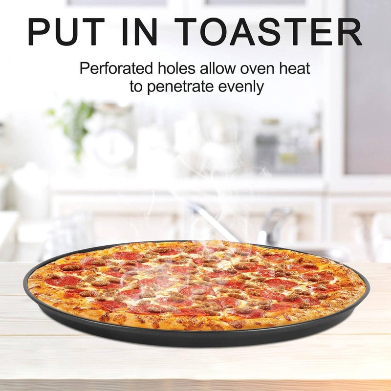 2Pc 10-Inch Perforated Pizza Pan Carbon Steel Non-Stick Coating Easy to Clean Pizza Pan - Image 3