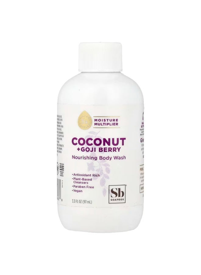 Soapbox Coconut + Goji Berry Nourishing Body Wash 97ml | Hydrating & Antioxidant-Rich Cleanser | Vegan, Paraben-Free & Plant-Based - Image 1