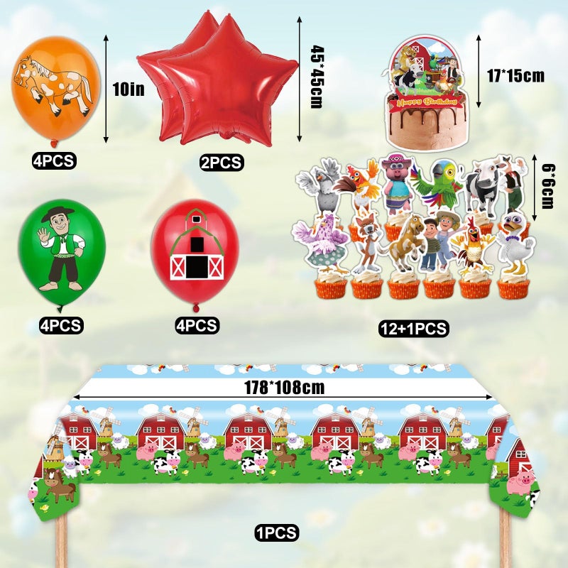 LEIYULY Farm Theme Birthday Decorations, Party Decorations, Birthday Party Supplies, Banner, Balloons, Tablecloth, Cupcake Toppers, Large Cake Decorations, Table Cover (2 year old) - Image 3