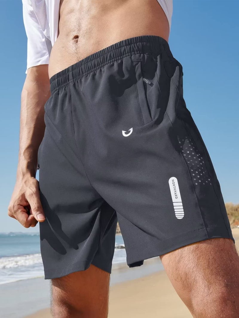 NORTHYARD Men's Athletic Running Shorts Gym Workout Shorts 7"/ 9"/ 5" Quick Dry Lightweight Sports Basketball Exercise Tennis Exercise Darkgrey L - Image 2