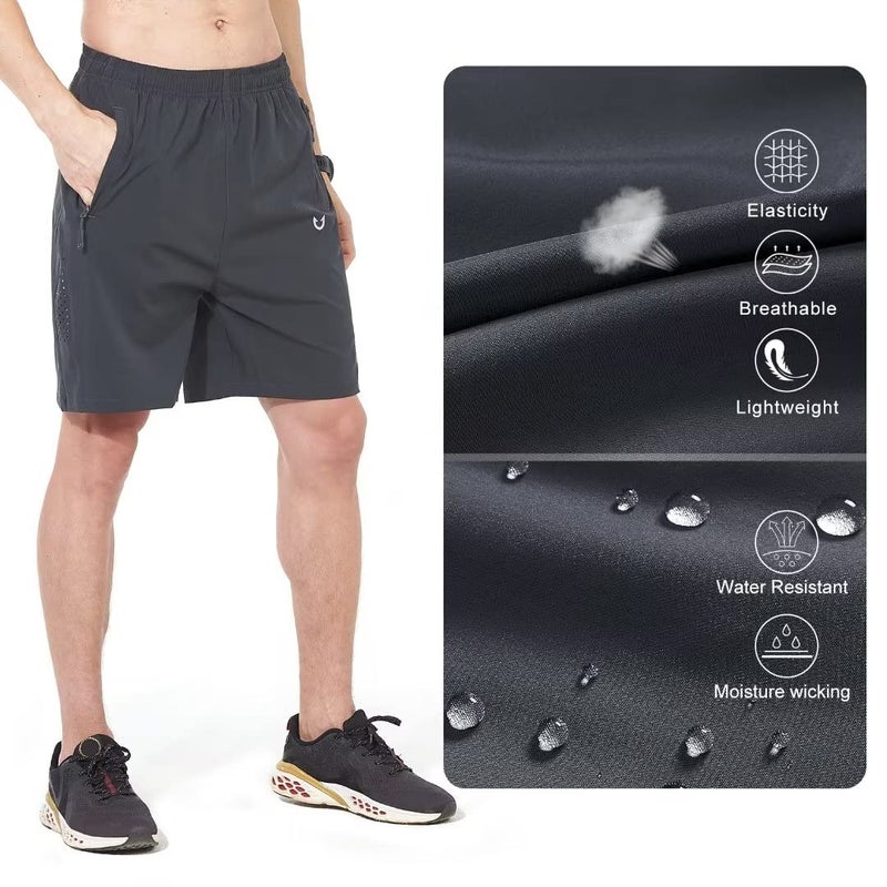NORTHYARD Men's Athletic Running Shorts Gym Workout Shorts 7"/ 9"/ 5" Quick Dry Lightweight Sports Basketball Exercise Tennis Exercise Darkgrey L - Image 5